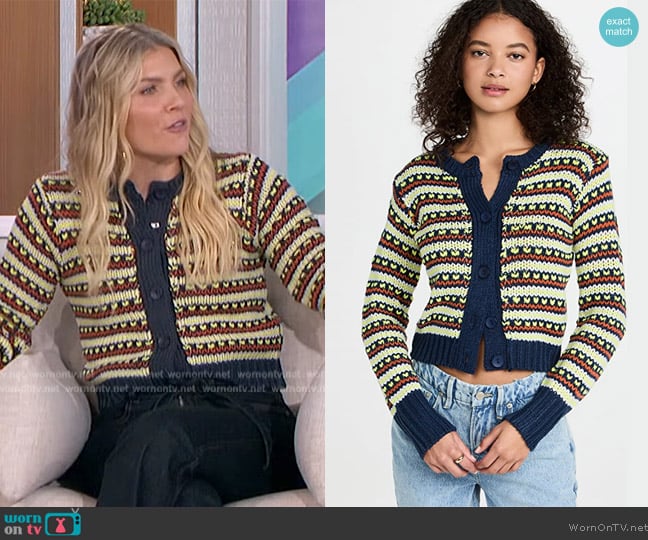 English Factory Multi Stripe Cardigan worn by Amanda Kloots on The Talk