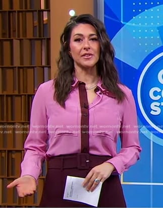 Erielle's pink embroidered collar blouse on Good Morning America