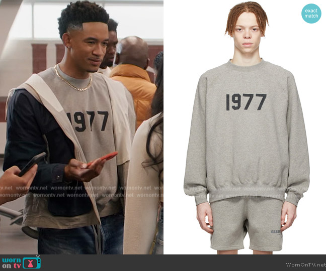 Gray Cotton Sweatshirt by Essentials worn by Damon (Peyton Alex Smith) on All American Homecoming