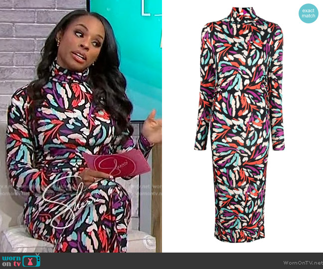 Essentiel Antwerp Calahorra Turtleneck Printed Dress worn by Devyn Simone on Sherri