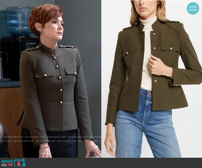 Express Novelty Button Structured Jacket worn by Diane Miller (Carolyn Hennesy) on General Hospital