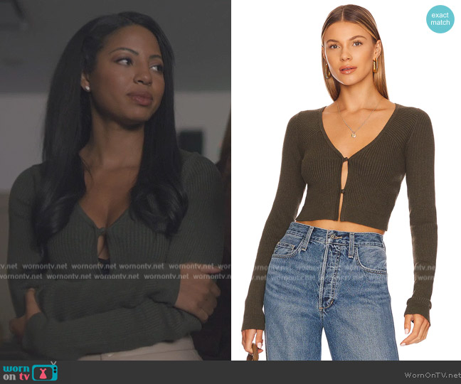 Favorite Daughter Darcy Cardigan worn by Thea (Camille Hyde) on All American Homecoming