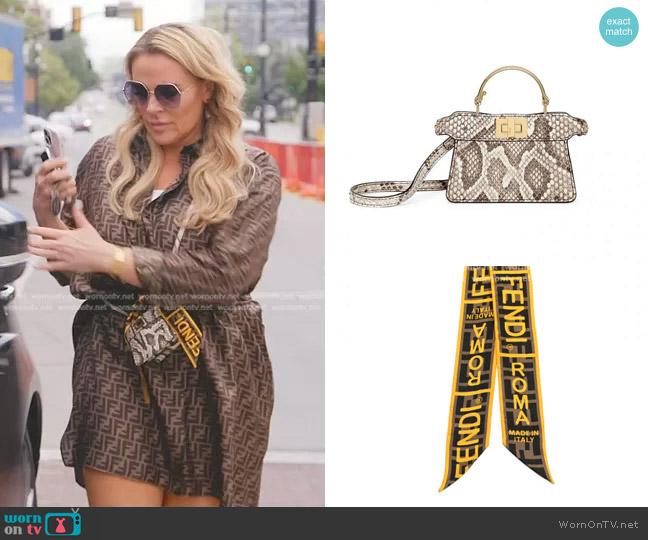 Fendi Peekaboo Micro Bag and Scarf worn by Heather Gay on The Real Housewives of Salt Lake City