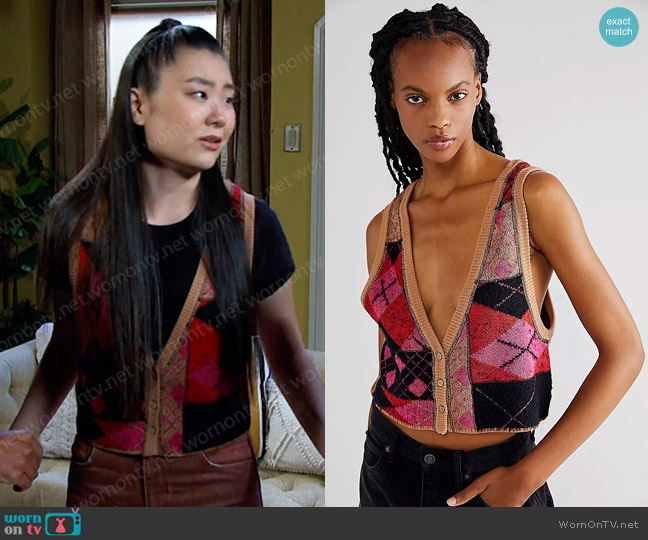 Free People Camilla Vest worn by Wendy Shin (Victoria Grace) on Days of our Lives