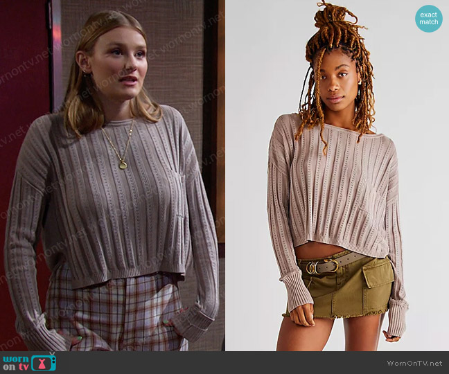 Free People Romey Pullover worn by Alice Caroline Horton (Lindsay Arnold) on Days of our Lives