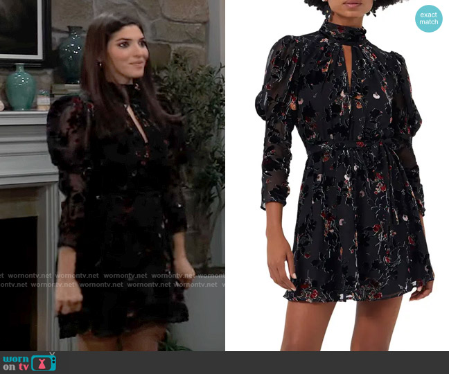 French Connection Guthern Floral Burnout Dress worn by Brook Lynn Quartermaine (Amanda Setton) on General Hospital