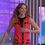 Frida Gustavsson’s coral tweed dress on The Kelly Clarkson Show