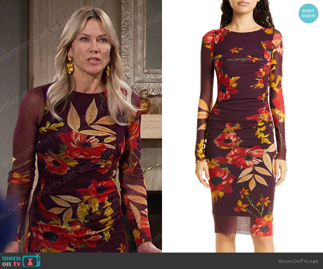 Fuzzi Floral Print Long Sleeve Midi Dress worn by Kristen DiMera (Stacy Haiduk) on Days of our Lives