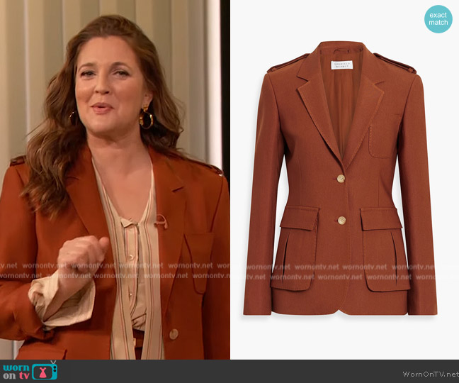 Gabriela Hearst Louisa wool and silk-blend twill blazer worn by Drew Barrymore on The Drew Barrymore Show