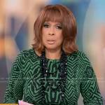 Gayle King’s green and black printed dress on CBS Mornings