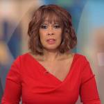 Gayle King’s red cowl neck dress on CBS Mornings