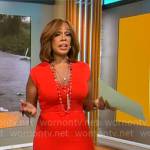 Gayle King’s red v-neck sheath dress on CBS Mornings