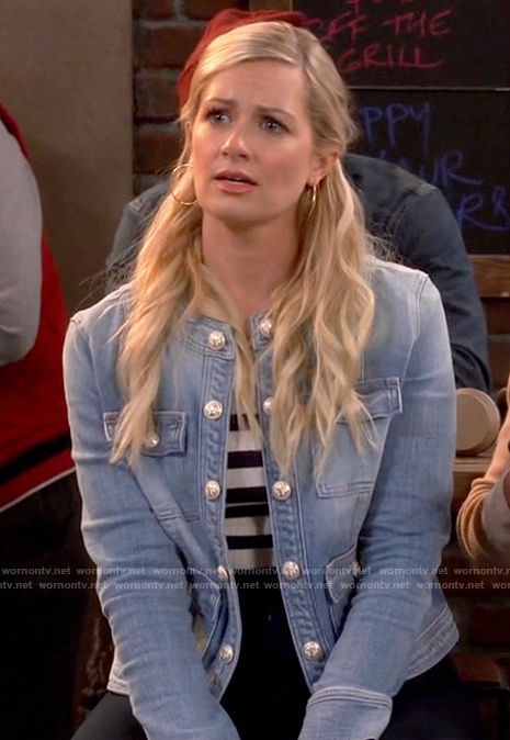 Gemma's denim jacket with silver buttons on The Neighborhood