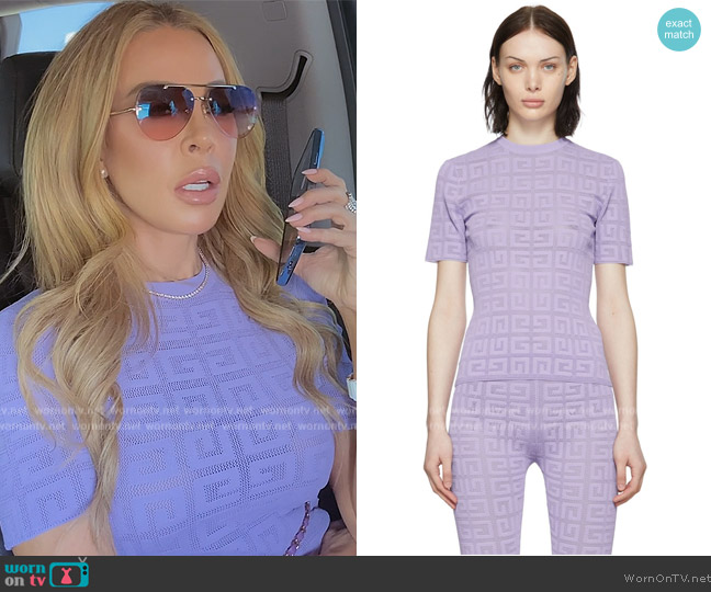 Givenchy Purple 4G Sweater worn by Lisa Hochstein (Lisa Hochstein) on The Real Housewives of Miami