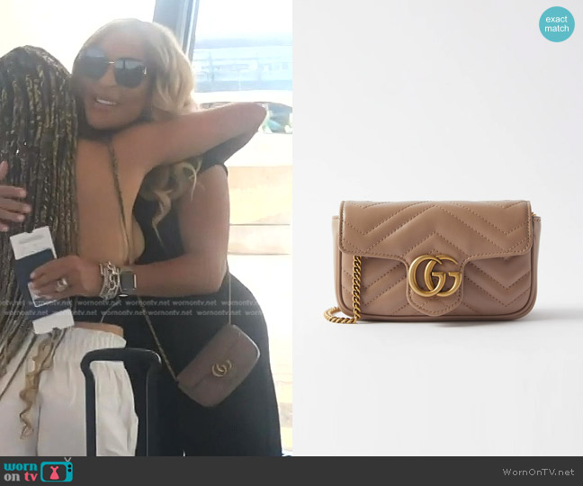 Gucci GG Marmont Mini Matelasse-Leather Cross-Body Bag worn by Karen Huger on The Real Housewives of Potomac