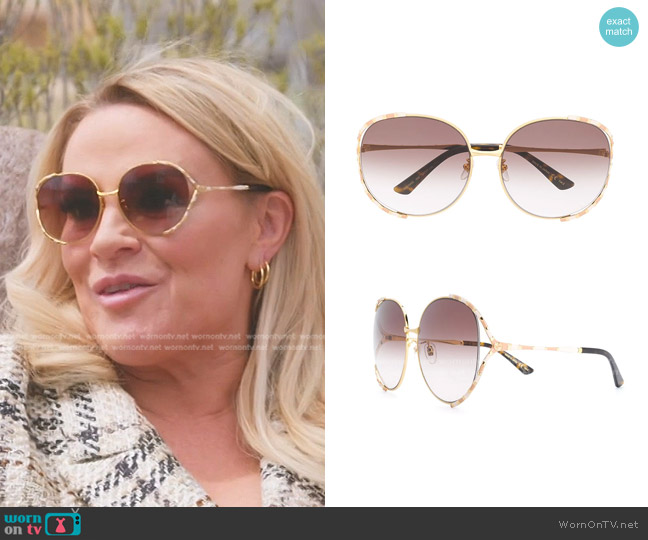Gucci Striped Detail Sunglasses worn by Heather Gay on The Real Housewives of Salt Lake City