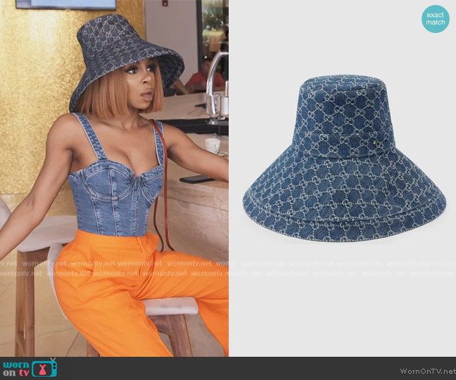 Gucci GG Jacquard Denim Hat worn by Candiace Dillard Bassett on The Real Housewives of Potomac