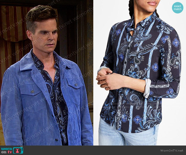 Guess Eco Rayon Paisley Shirt worn by Leo Stark (Greg Rikaart) on Days of our Lives