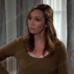 Gwen’s khaki ribbed sweater on Days of our Lives