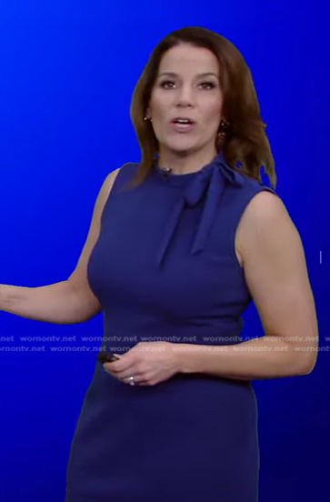 Heather's blue tie neck sleeveless dress on Good Morning America