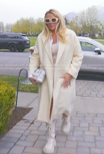 Heather's ivory lace-up boots on The Real Housewives of Salt Lake City