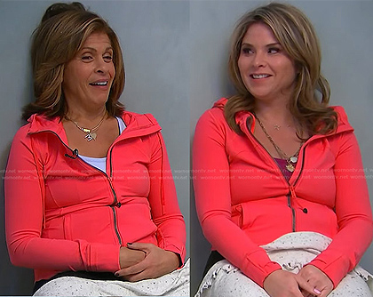 Hoda and Jenna's pink hooded jacket on Today