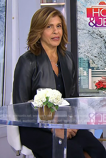 Hoda’s black leather cropped jacket on Today