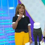 Hoda’s black top and yellow pants on Today