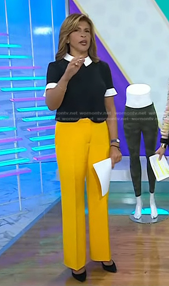 Hoda’s black top and yellow pants on Today