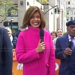 Hoda’s pink zip front coat on Today