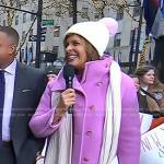 Hoda’s pink coat and floral drop earrings on Today