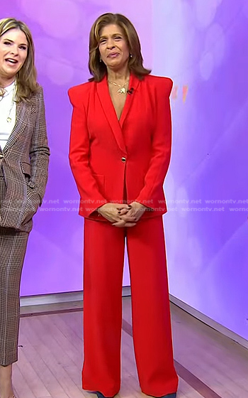Hoda’s red seamed blazer and pants on Today