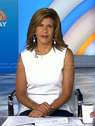 Hoda’s white ribbed peplum top on Today