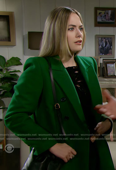 Hope's green coat on The Bold and the Beautiful