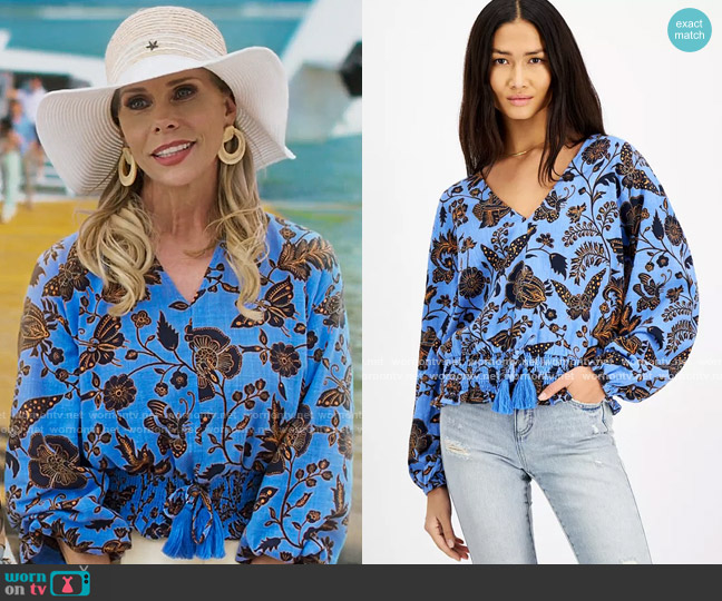 INC International Concepts Printed Open-Back Top worn by Jessica Warren (Cheryl Hines) on Fantasy Island