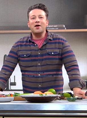 Jamie Oliver’s brown striped shirt on Good Morning America