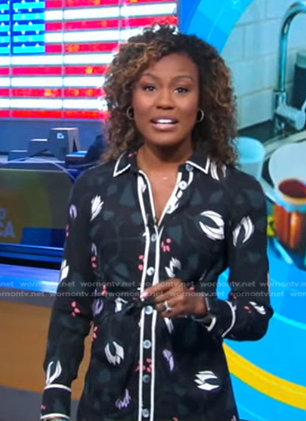 Janai’s black floral shirtdress on Good Morning America
