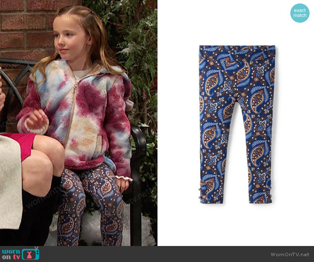 Janie and Jack Paisley Button Cuff Ponte Pant worn by Rachel Black (Finley Rose Slater) on Days of our Lives