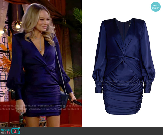 Jay Godfrey Lyla Twist Front Shirred Mini Dress worn by Abby Newman (Melissa Ordway) on The Young and the Restless