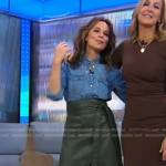 Jennifer Grey’s green leather midi skirt on Good Morning America