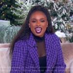 Jennifer’s purple tweed check blazer on The Jennifer Hudson Show