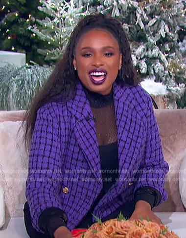 Jennifer’s purple tweed check blazer on The Jennifer Hudson Show