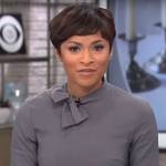 Jericka Duncan’s grey bow neck dress on CBS Mornings