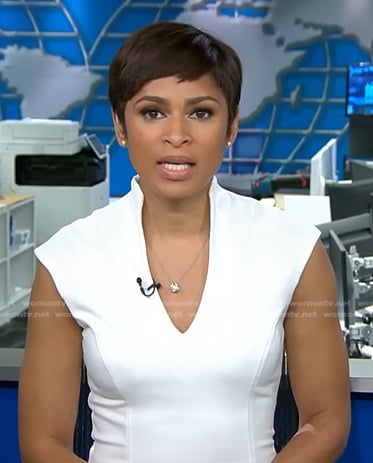 WornOnTV: Jericka’s white v-neck dress on CBS Evening News | Jericka ...