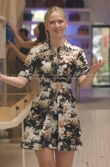 Jessica Bradley's black floral mini dress on Gossip Girl