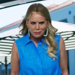 Jessica’s blue linen tie-waist romper on Fantasy Island