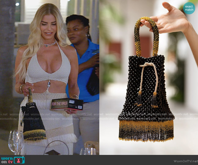 Jetlagmode Black Waterfall Handbag worn by Alexia Echevarria (Alexia Echevarria) on The Real Housewives of Miami