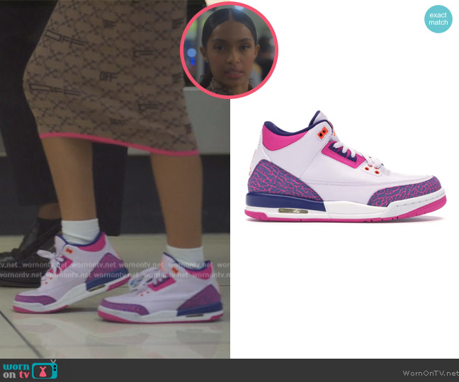 Air Jordan Retro Jordan 3's in Barely Grape worn by Zoey Johnson (Yara Shahidi) on Grown-ish