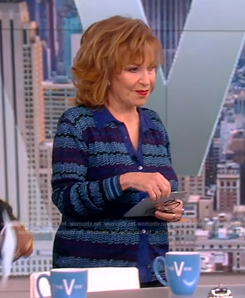 Joy’s blue knit metallic shirt on The View