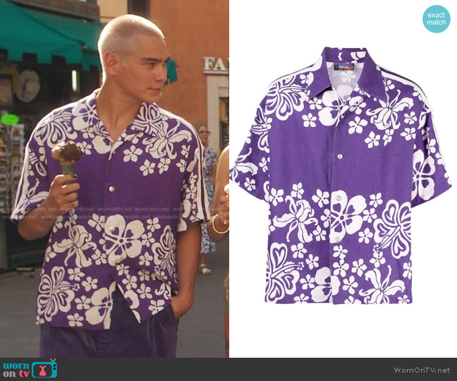 Just Don Hawaiian-Print Shirt worn by  Akeno Menzies (Evan Mock) on Gossip Girl